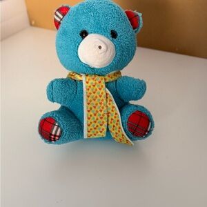 Blue Teddy Bear with Yellow Scarf